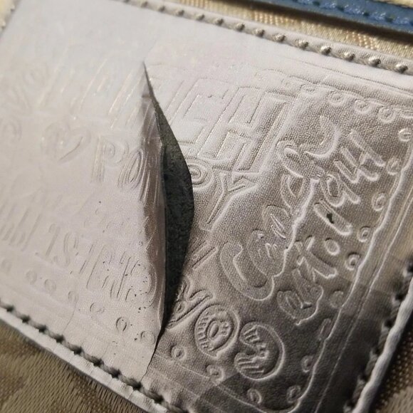 COACH - Khaki Blue Green Jacquard Leather Shoulder Bag - Picture 7 of 9